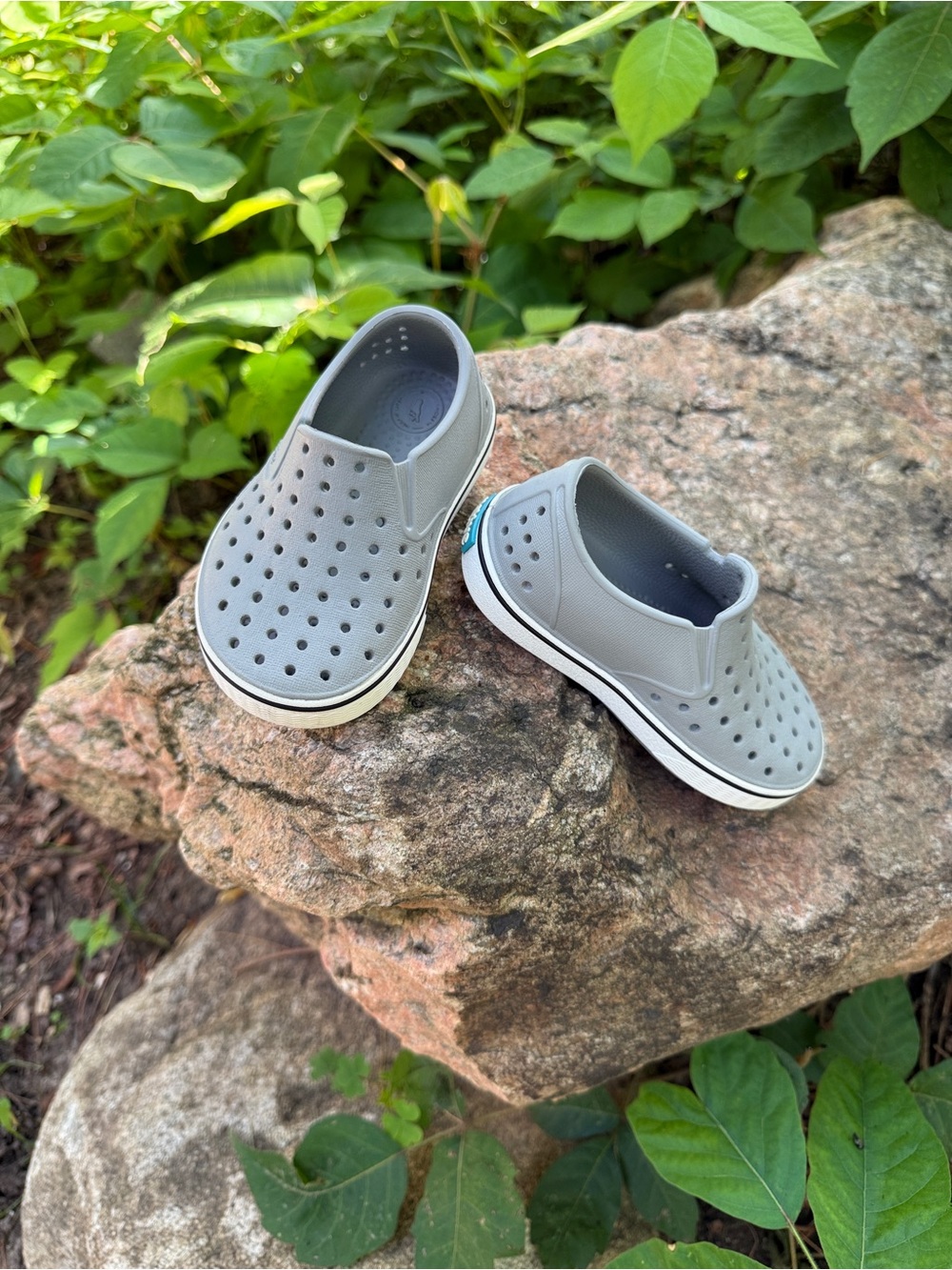 Native Kids Slip-On Water Shoe Light Gray with Blue Accent Size C6